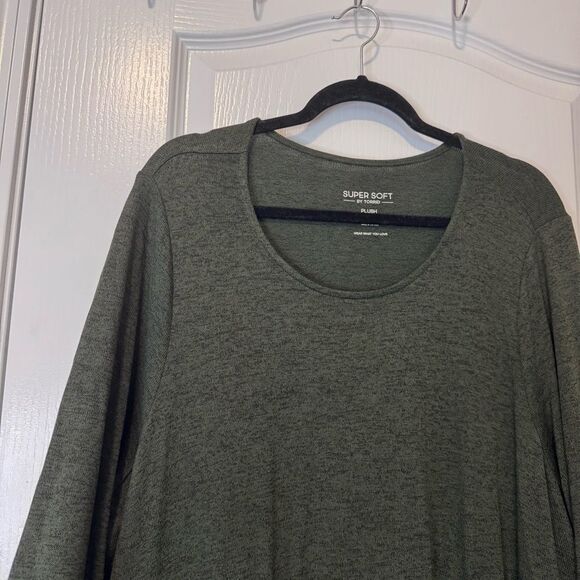 Torrid Super Soft Plush Green At The Knee Hacci Faux Wrap Dress Women’s Size 3X - Picture 6 of 11